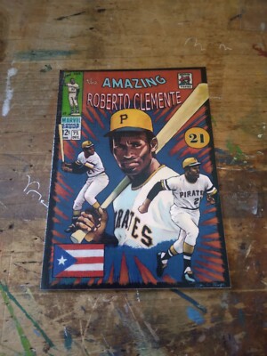 Baseball Art Card Print of Roberto Clemente, Comic Book Cover, 2.5