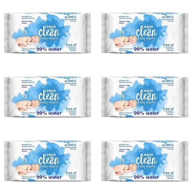 Aqua Clean Baby Wipes 72 Wipes Pieces 6x72