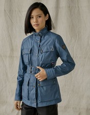 Belstaff Womens Trialmaster Jacket Airforce Blue 4uk It36 Biker Waxed Cotton Rrp