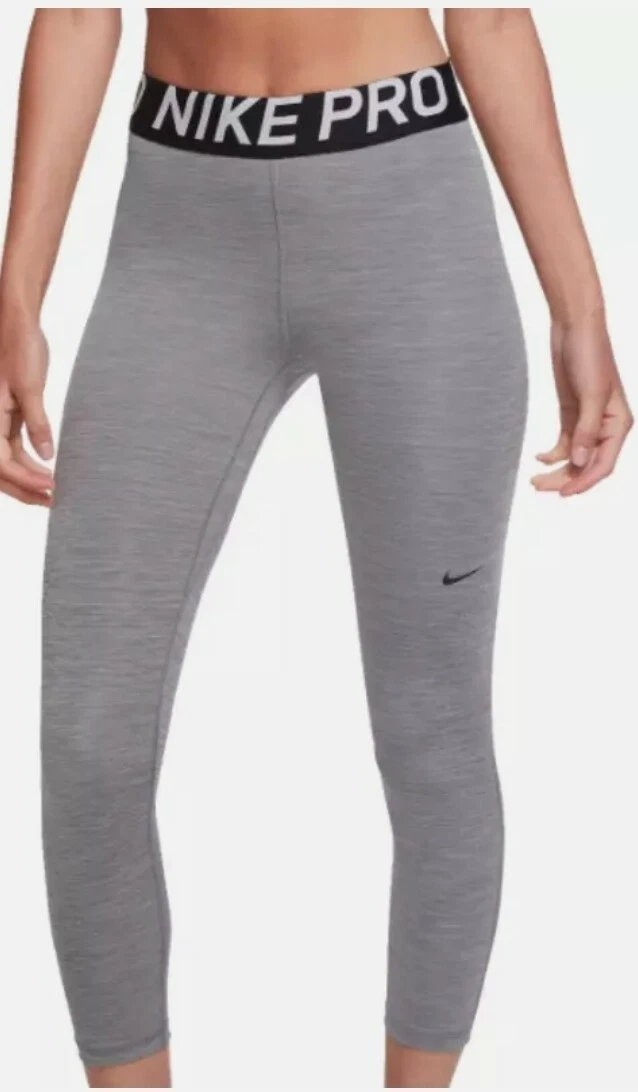 LARGE WOMEN'S NIKE PRO HIGH RISE 7/8 LEGGINGS DA0483-084 GRAY