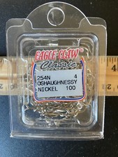 100 Eagle Claw #254N Fishing Hooks Size # 4 O...