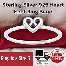 Sterling Silver 925 Cute Heart Knot Stackable Ring Band Sz 6