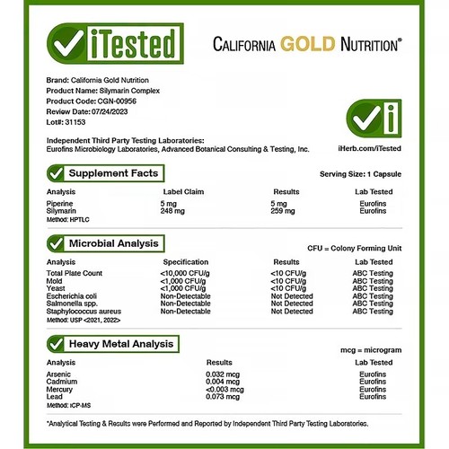 California Gold Nutrition Silymarin Complex 120 Kapseln Lebergesundheit - Original - Bild 3 von 4