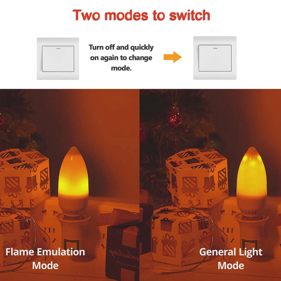 6Packs E26/E27 LED Flame Effect Light Bulbs Flickering Flame Tip Candelabra L... - Image 4 of 4