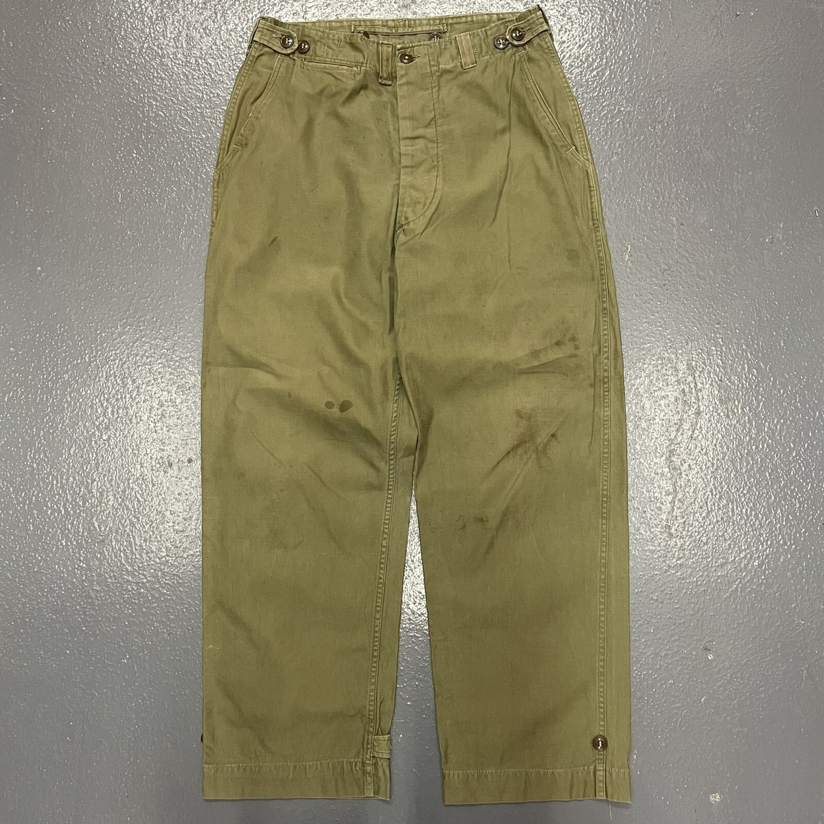 Vintage 40s M43 Cotton Field Trousers Pants WWII M1943 Army HBT 