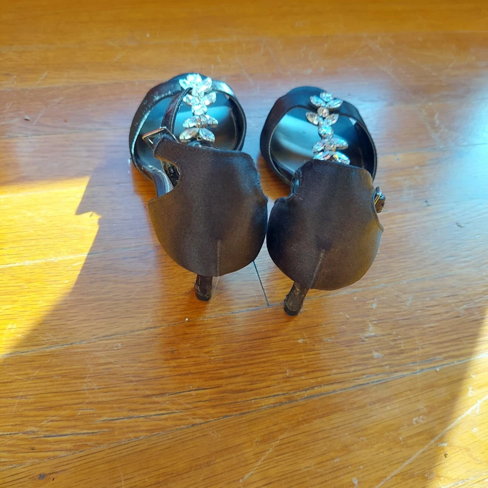 Fioni Night Short Black Open Heel With Rhinestone Detail Size 6 1/2 Prom - Image 3 of 4