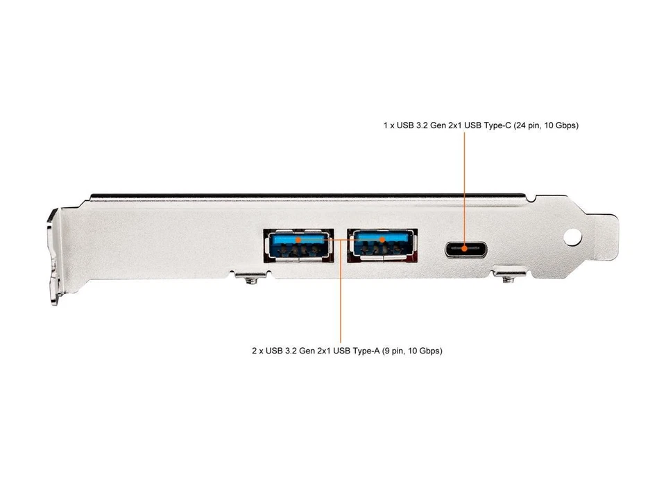 5-Port USB PCIe Card, 10Gbps USB 3.1 Gen 2 PCIe Card w/ 1x USB-C & 2x USB-A, 1x - Image 3 of 4