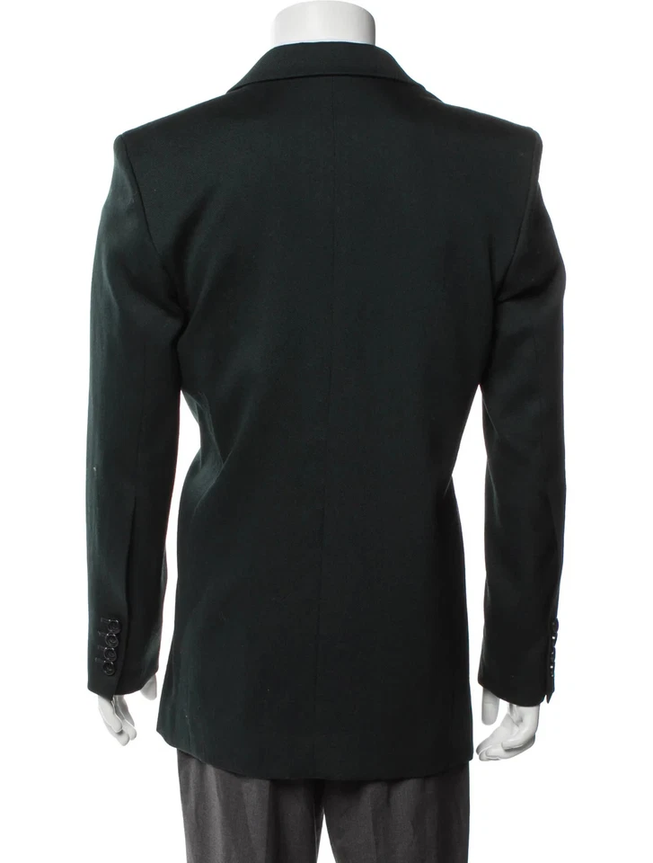 AMI Paris Virgin Wool Blazer Green Size S Men's Peaked Lapel Double Vent Jacket - Image 3 of 4