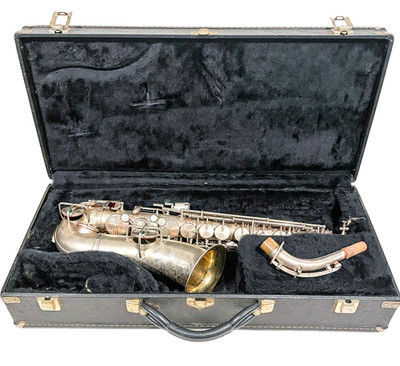 Antique 1929 KING H.N. White Model ALTO SAXOPHONE Silver Plate 116862 w/Case SAX