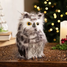 Northlight Standing Owl Christmas Figure - 7" - Ash Gray and White