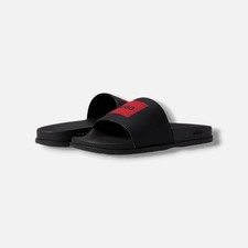 Hugo Men's Black Slides With Logo-Detail Uppers Shoe Size 12