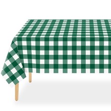 Green Gingham Tablecloth Disposable 2 Pack, 54 x 108 Inch Green and White Che...