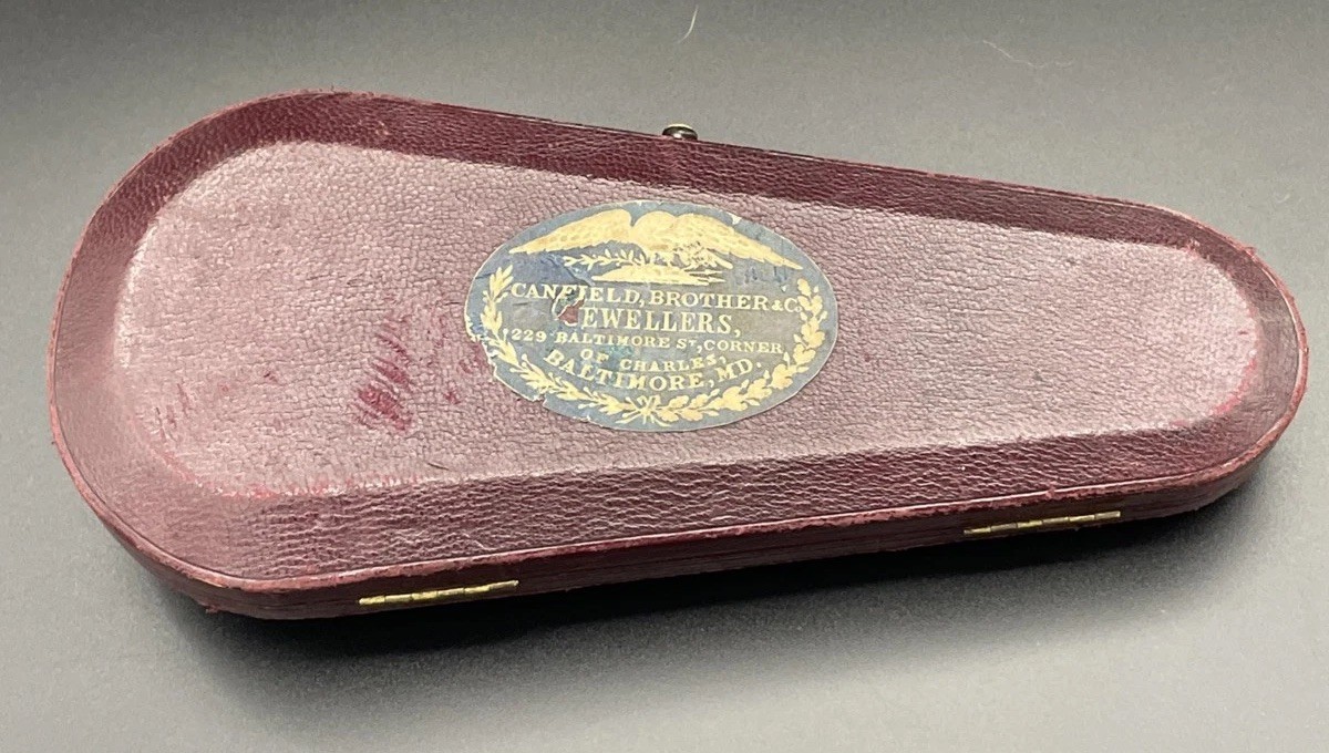 Cast English Sterling Silver Jam / Sugar Spoon Original Box 1852 Francis Higgins