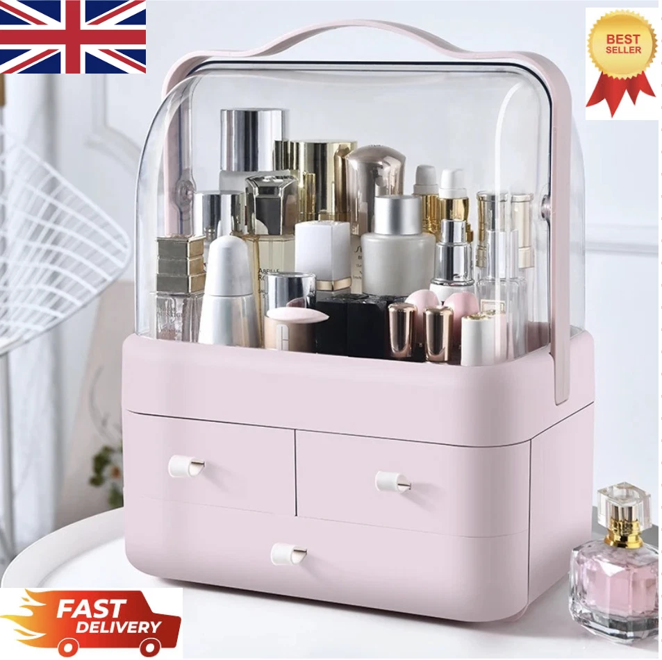 Makeup Organizer with Drawer Dustprof Cosmetic Storage Box Desktop Vanity Holder