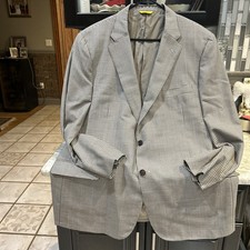 Hickey Freeman Sport Coat Blazer BrownCheck Plaid 48R WOOL USA 2 Button Men