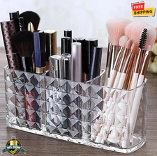Diamond Pattern Mirror Cosmetic Storage Box Lipstick Organizer Bathroom Rack