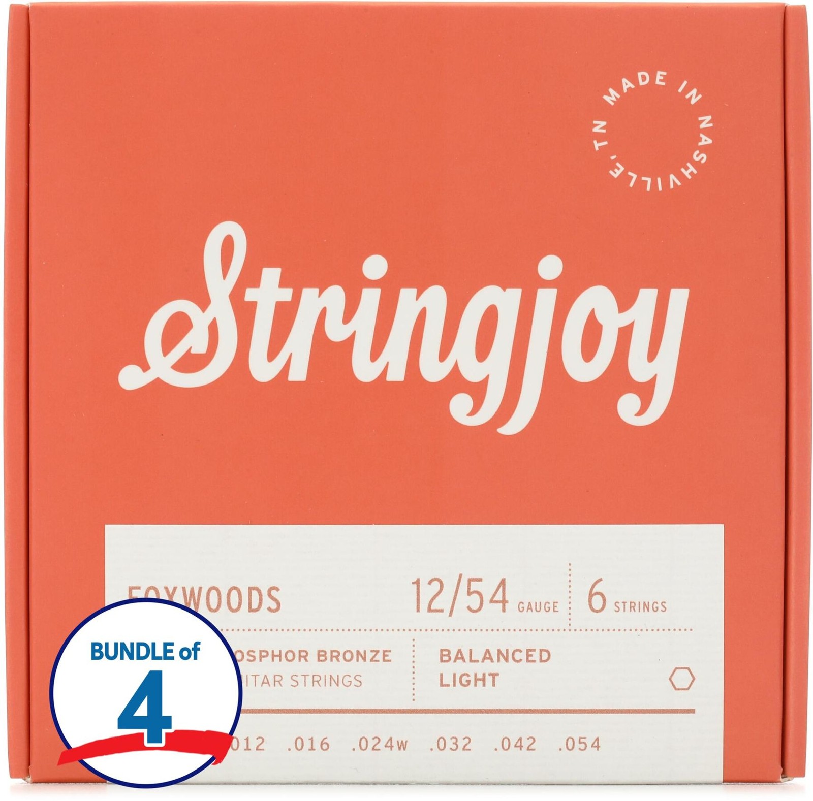 Струны для акустической гитары Stringjoy Foxwoods из люминофорной бронзы с покрытием 4 упаковки - 12490₽