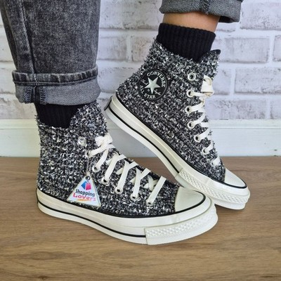  Converse Chuck 70 Hi Metallic Tweed Sz 7.5 Women's shoes Sneakers Black A14442C