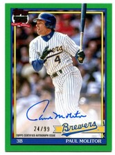 2026 Topps Series 1 Paul Molitor 1991 On Card Auto Green 24/99 Brewers