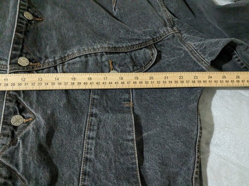 VTG Code Bleu Trucker Jacket Men L Gray Denim Dark Wash Faded Relaxed Biker READ - Picture 7 of 11