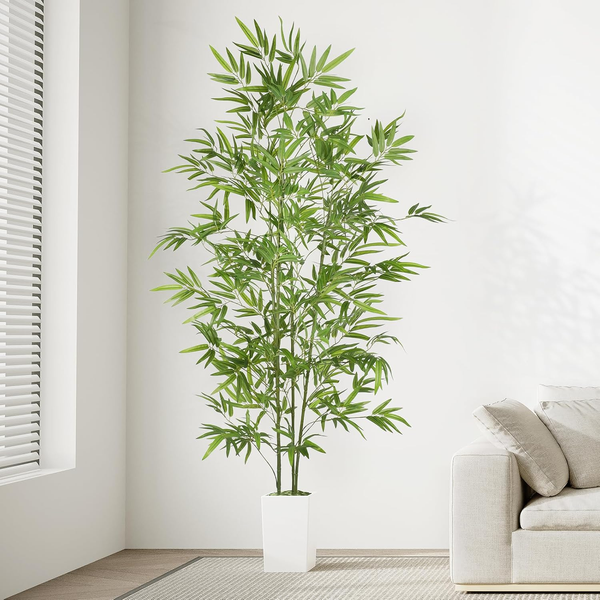 Yoleo Kunstpflanze Bambus 160Cm Mit WeißEm Topf, KüNstliche Pfanzen Groß-image