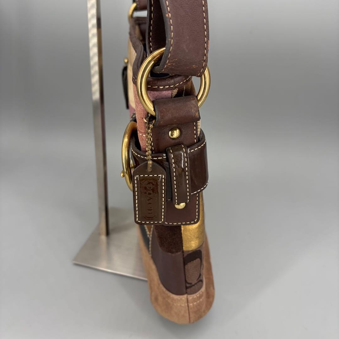 Coach Patchwork Shoulder Bag Multi-color Leather … - image 3