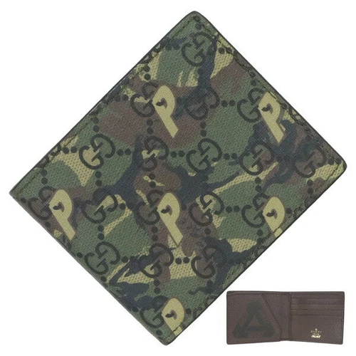 Portafoglio Gucci x Palace bif portamonete senza portamonete GG Supreme rivestito in pelle