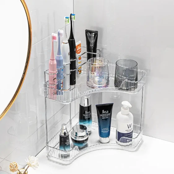 Organizador de baño con encimera de esquina de 2 niveles Foto 3 de 4