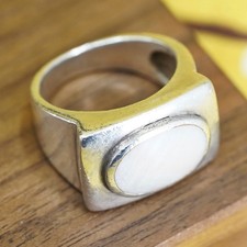 Size 7.5, Sterling silver handmade ring, southwestern, 925 band mother of pearl