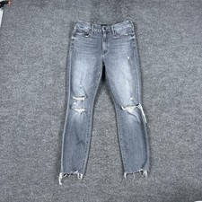 Mother High Waisted Looker Skinny Jeans Womens 28 Gray Ankle Nick Fray