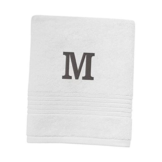 - Hand Towel, Soft & Absorbent Cotton, Embroidered Bathroom Decor (onogram M