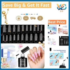 Beetles Gel Nail Kit with 500 Long Coffin Tips & 5-in-1 Glue & LED UV Lamp