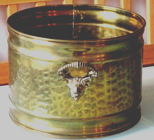 antik Blumen über Topf Pflanz Kübel Messing Widderköpfe H21,3 Dm29,3 groß 13 L