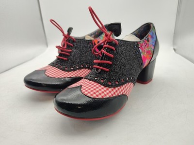 Irregular Choice-Women Clara Bow-Black/Red-Colorful Block Heels-Size EU 42/US 10