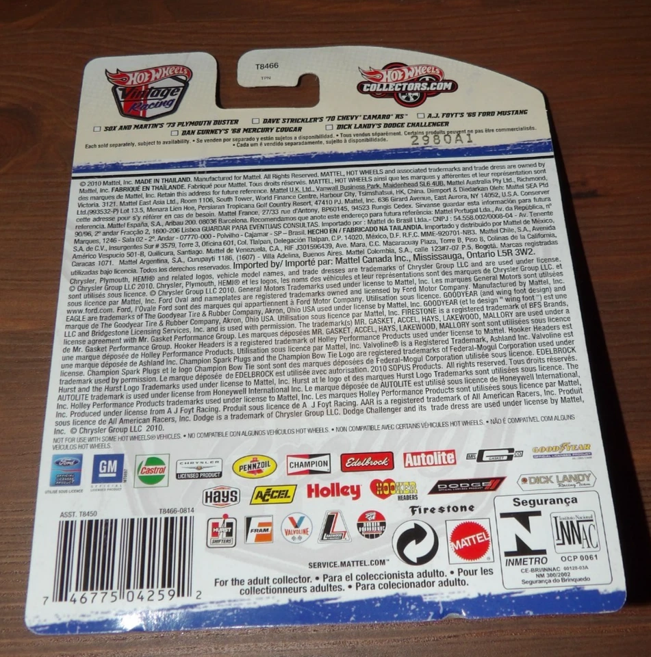 Hot Wheels Vintage Racing 2011 - Sox and Martin's '73 Plymouth Duster Foto 3 de 3