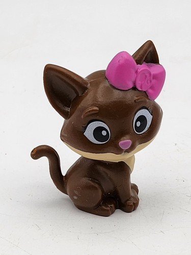 Vtg Barbie Pet Vet Cat Figure Pink Bow 90s Brown Kitten Doll Toy - Picture 1 of 3