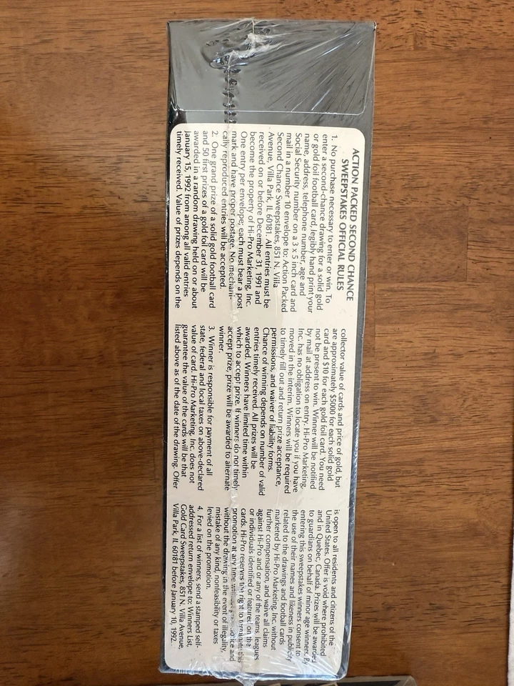 Caja sellada de fútbol americano 1991 llena de acción - 24 paquetes - promoción de inserción de oro de 24 quilates Foto 3 de 3