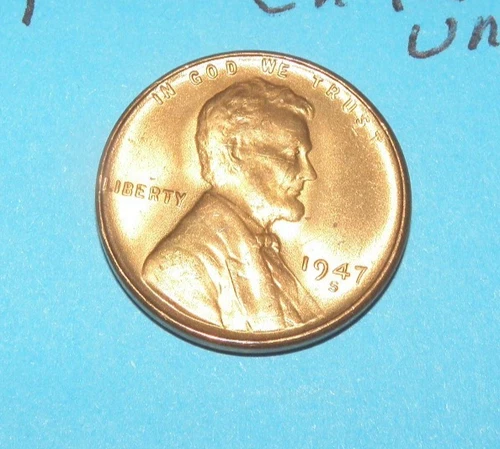 1947 S     LINCOLN WHEAT CENT   CHOICE BRILLIANT RED UNCIRCULATED  #1