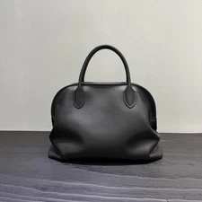 Womens TR Cowhide Niche Simple Fashion Bowling Commuter Handbag Bag