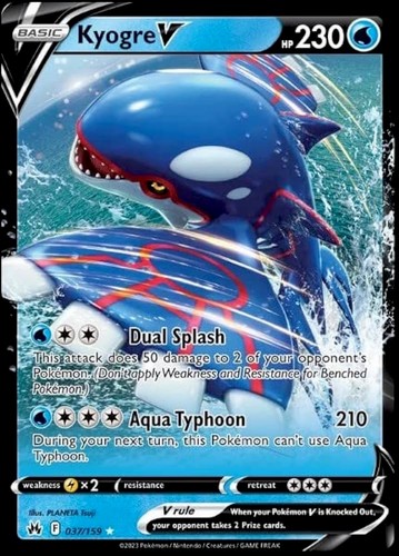 Kyogre V 037/159 SWSH Crown Zenith Holo Full Art Ultra Rare Pokemon NM-MT