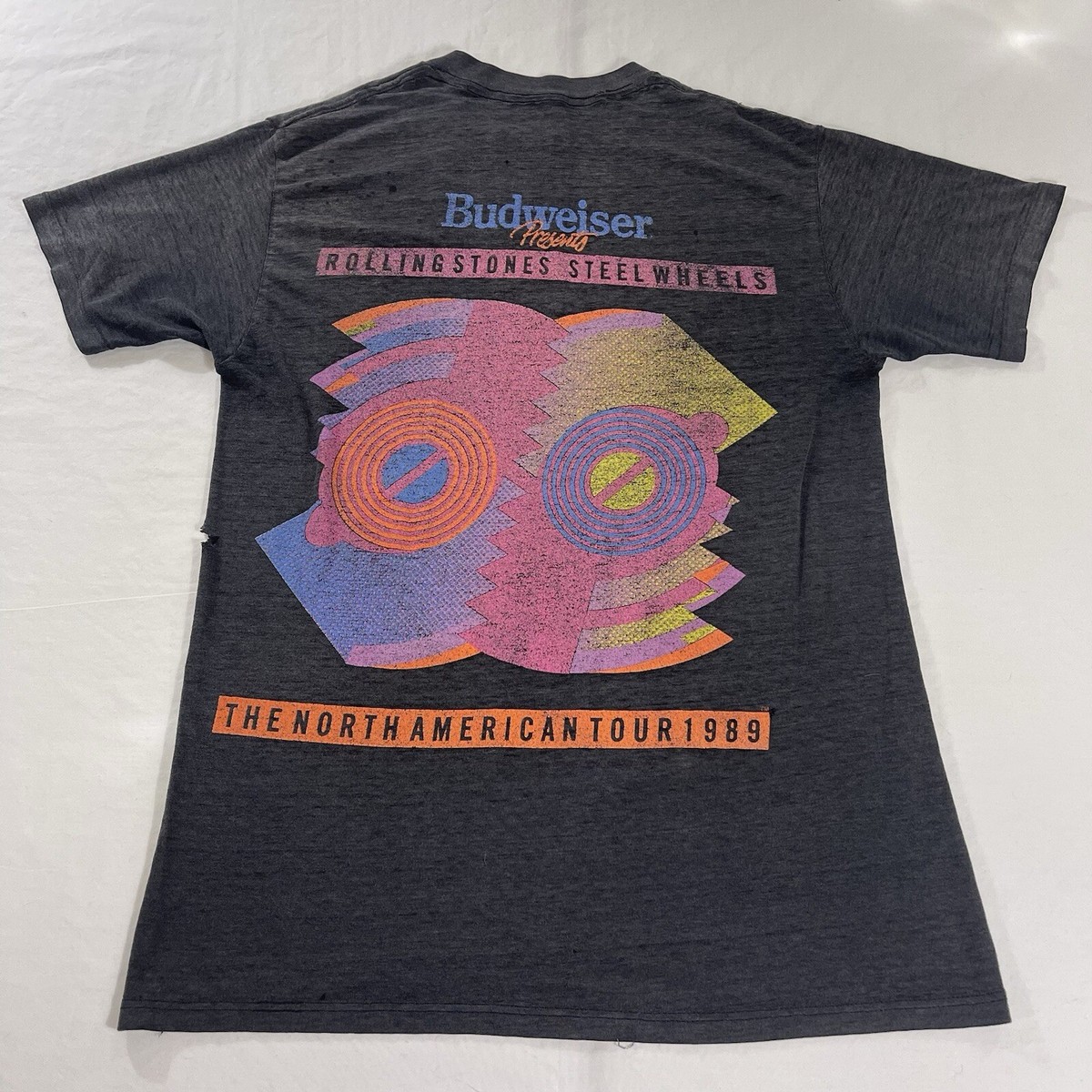 トップス 80-90s Rolling Stones Steel Wheels The Rolling Stones Steel Wheels Black Tee - The Sound of Vinyl