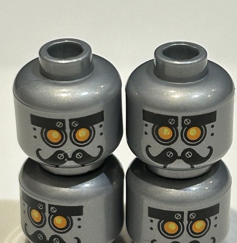 4x Lego Silber Roboterköpfe Köpfe für Minifiguren