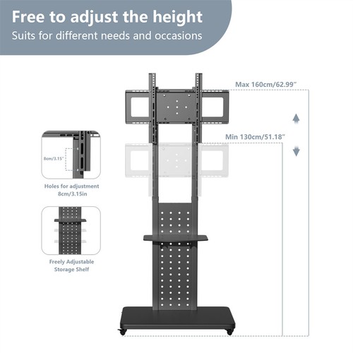32-100" Universal Floor TV Stand Height Adjustable Mobile TV Cart w Swivel Mount - Picture 159 of 165