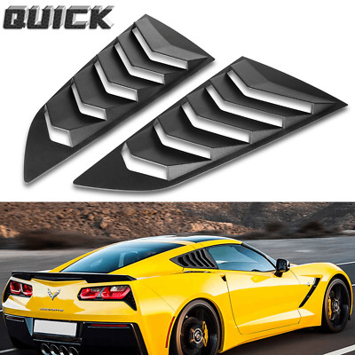 Matte Black Side Window Louvers Cover Sun Shade Vent For 2014-2019 Corvette C7