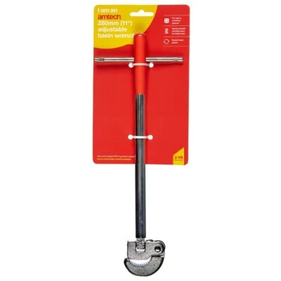 280mm 11" ADJUSTABLE BASIN WRENCH TAP PLUMBING SPANNER SINK AMTECH NUT PLUMBER - Image 1 of 3