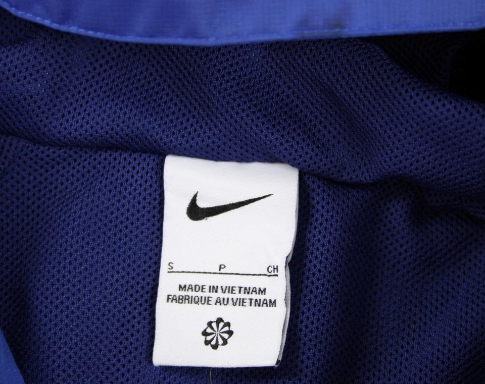 Nike Mens Hooded Windbreaker Soccer Jacket S Front Zip USA Graphic Blue