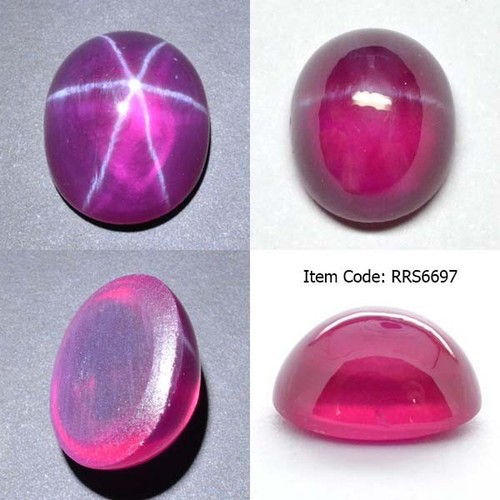 Ovaler 13x11 mm roter Rubin Stern Saphir 6 Strahlen Laborkorund Cabochon - Bild 24 von 24