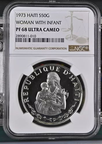 1973 Haiti Silver 50 Gourdes S50G WOMAN WITH INFANT NGC Proof PF 68 ULTRA CAMEO