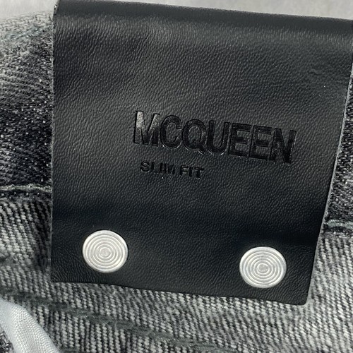GS115 McQueen Slim Fit Jeans Boy Size 18 Black Denim Stone Wash Distressed 28x29 - Picture 4 of 18