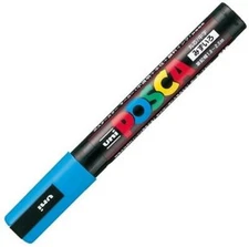 Uni Posca PC5M.8 Water-Based Paint Marker, Medium Point, Light Blue